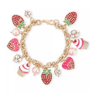Holiday Lane Gold-Tone Crystal & Imitation Pearl Sweets Charm Bracelet